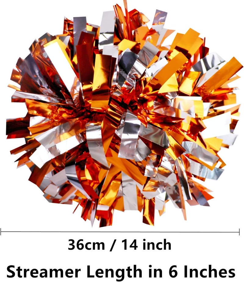 GUIFIER 2 Pack 6 Inches Metallic Cheerleading Pom Poms, Cheer Pom Pom with Baton Handle, Pompoms Cheerleader for Kids Girls Cheering Squad - Image 2